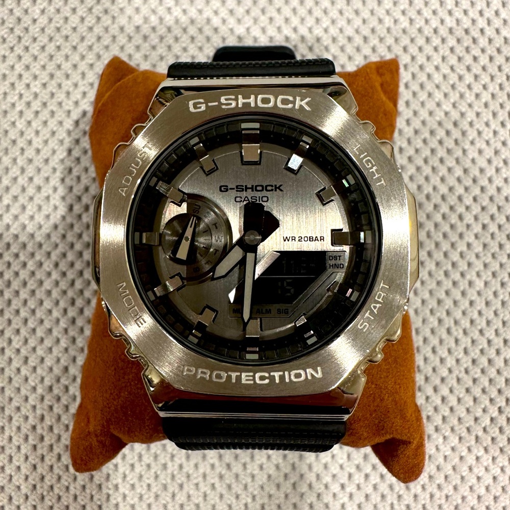 Casio G-Shock Classic Black Resin Strap Watch with Grey Dial (Model: GM2100-1A)